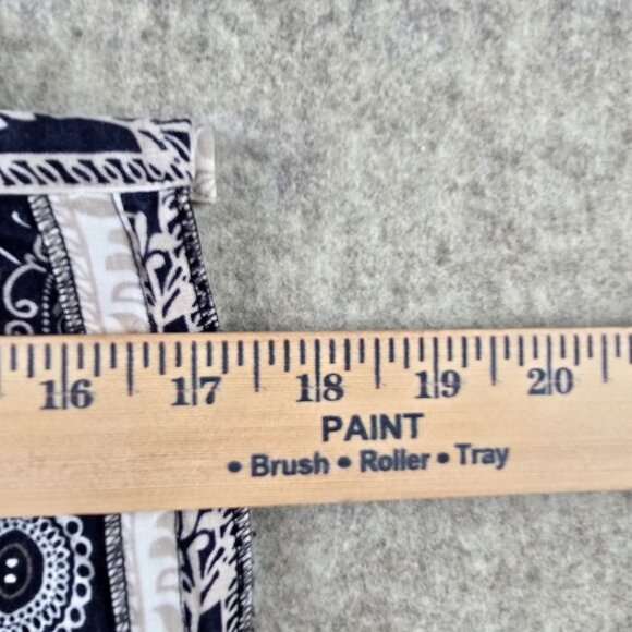 Navy Blue Midi Skirt Mandala Design Accents Side Zipper Cotton Blend Size 8 - Picture 6 of 7